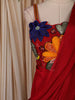 Ruby Red Solid Design Satin Ready to Wear Draped Saree with Designer Blouse