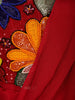 Ruby Red Solid Design Satin Ready to Wear Draped Saree with Designer Blouse