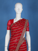 Ruby Red Paisley Embroidery Georgette Fancy Saree