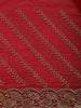 Ruby Red Paisley Embroidery Georgette Fancy Saree