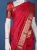 Ruby Red Solid Design Woven Zari Border Silk Saree - Diadem