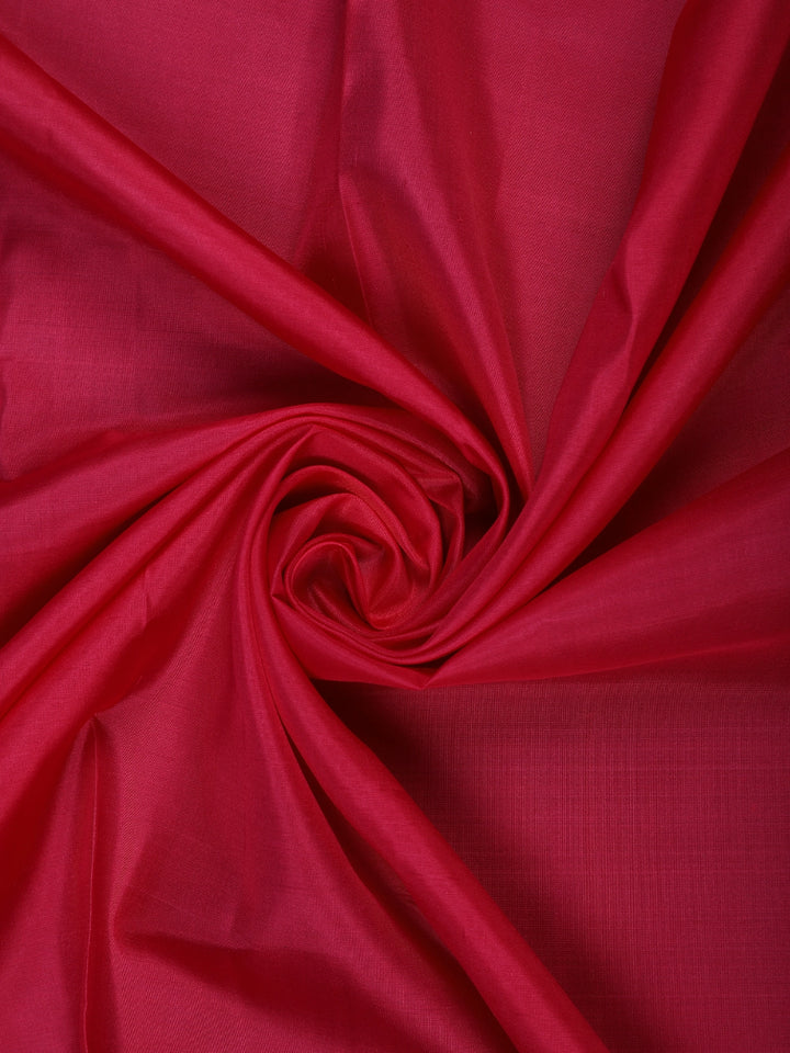 Ruby Red Solid Design Woven Zari Border Silk Saree - Diadem