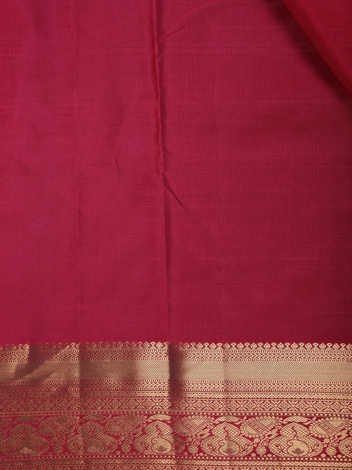 Ruby Red Solid Design Woven Zari Border Silk Saree - Diadem