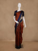Rust Brown Checked Woven Pure Silk Saree With Zari Border