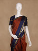 Rust Brown Checked Woven Pure Silk Saree With Zari Border