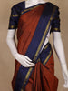 Rust Brown Checked Woven Pure Silk Saree With Zari Border
