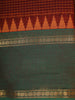 Rust Brown Checks Design Cotton Saree with Contrast Green Zari Woven Border