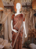 Rust Brown Floral Design Tissue Saree with Sequins Border