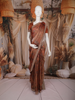 Rust Brown Floral Design Tissue Saree with Sequins Border