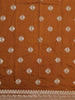 Rust Brown Floral Printed Tissue Organza Saree with Embroidered Border