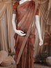 Rust Brown Floral Design Tissue Saree with Sequins Border