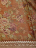 Rust Brown Floral Printed Tissue Organza Saree with Embroidered Border