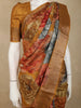Rust Brown Floral Woven Design Pure Tussar Saree with Solid Border