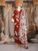 Rust Brown Leaf Printed Cotton Salwar Suit with Dupatta