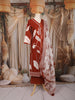 Rust Brown Leaf Printed Cotton Salwar Suit with Dupatta