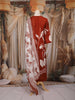 Rust Brown Leaf Printed Cotton Salwar Suit with Dupatta