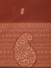 Rust Brown Paisley Butta Woven Design Cotton Saree with Self Border
