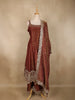 Rust Brown Sequins Embroidery Design Tissue Silk Palazzo Suit with Designer Dupatta