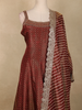 Rust Brown Sequins Embroidery Design Tissue Silk Palazzo Suit with Designer Dupatta