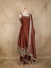 Rust Brown Sequins Embroidery Design Tissue Silk Palazzo Suit with Designer Dupatta