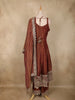 Rust Brown Sequins Embroidery Design Tissue Silk Palazzo Suit with Designer Dupatta