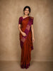 Rust Brown Stripes Design Soft Silk Fancy Wear Saree with Contrast Border