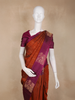 Rust Brown Stripes Design Soft Silk Fancy Wear Saree with Contrast Border