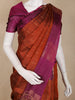 Rust Brown Stripes Design Soft Silk Fancy Wear Saree with Contrast Border