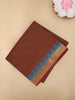 Rust Brown Wave Woven Design Cotton Saree