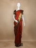 Rust Checked Woven Pure Kanchipuram Silk Saree with Zari Border