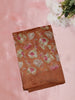 Rust Copper Brown Floral Printed Design Mixed Cotton Saree