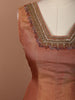 Rust Copper Gold Heavy Sequins Embroidered Design Tissue Silk Long Anarkali Gown with Contrast Floral Dupatta