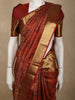Rust Copper Orange and Deep Maroon Traditional Zari Woven Design Pure Kanchipuram Silk Saree with Zari Border