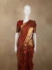 Rust Copper Orange and Deep Maroon Traditional Zari Woven Design Pure Kanchipuram Silk Saree with Zari Border