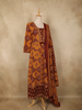Rust Maroon Ajrakh Printed Design Cotton Anarkali Salwar Suit with Dupatta