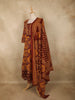 Rust Maroon Ajrakh Printed Design Cotton Anarkali Salwar Suit with Dupatta