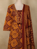 Rust Maroon Ajrakh Printed Design Cotton Anarkali Salwar Suit with Dupatta