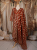 Rust Maroon Floral Printed Design Cotton Straight Cut Salwar Suit with Dupatta