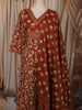 Rust Maroon Floral Printed Design Cotton Straight Cut Salwar Suit with Dupatta