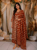 Rust Maroon Floral Printed Design Cotton Straight Cut Salwar Suit with Dupatta