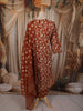 Rust Maroon Floral Printed Design Cotton Straight Cut Salwar Suit with Dupatta