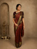 Rust Maroon Floral Zari Woven Design Pure Kanchipuram Silk Saree with Contrast Zari Border