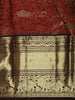 Rust Maroon Floral Zari Woven Design Pure Kanchipuram Silk Saree with Contrast Zari Border