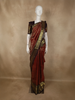 Rust Maroon Floral Zari Woven Design Pure Kanchipuram Silk Saree with Contrast Zari Border