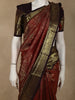 Rust Maroon Floral Zari Woven Design Pure Kanchipuram Silk Saree with Contrast Zari Border