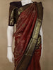 Rust Maroon Floral Zari Woven Design Pure Kanchipuram Silk Saree with Contrast Zari Border