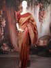 Rust Maroon Geometric Striped Zari Woven Design Pure Kanchipuram Silk Saree with Matching Zari Border