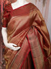Rust Maroon Geometric Striped Zari Woven Design Pure Kanchipuram Silk Saree with Matching Zari Border