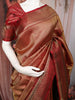 Rust Maroon Geometric Striped Zari Woven Design Pure Kanchipuram Silk Saree with Matching Zari Border