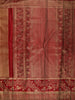 Rust Maroon Geometric Striped Zari Woven Design Pure Kanchipuram Silk Saree with Matching Zari Border